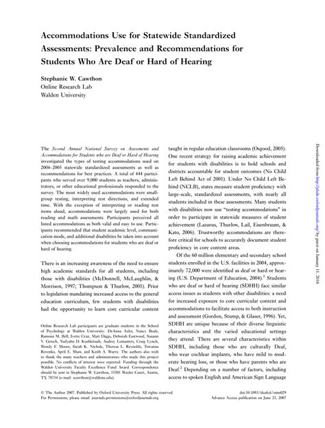 using standardized tests to evaluate deaf hard of hearing|Making Decisions About Assessment Practices for Students Who .